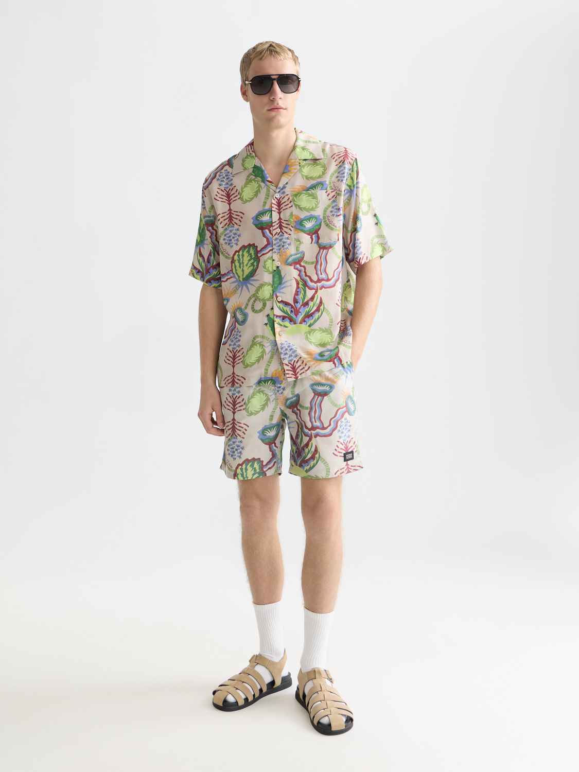 Printed midlength swim shorts