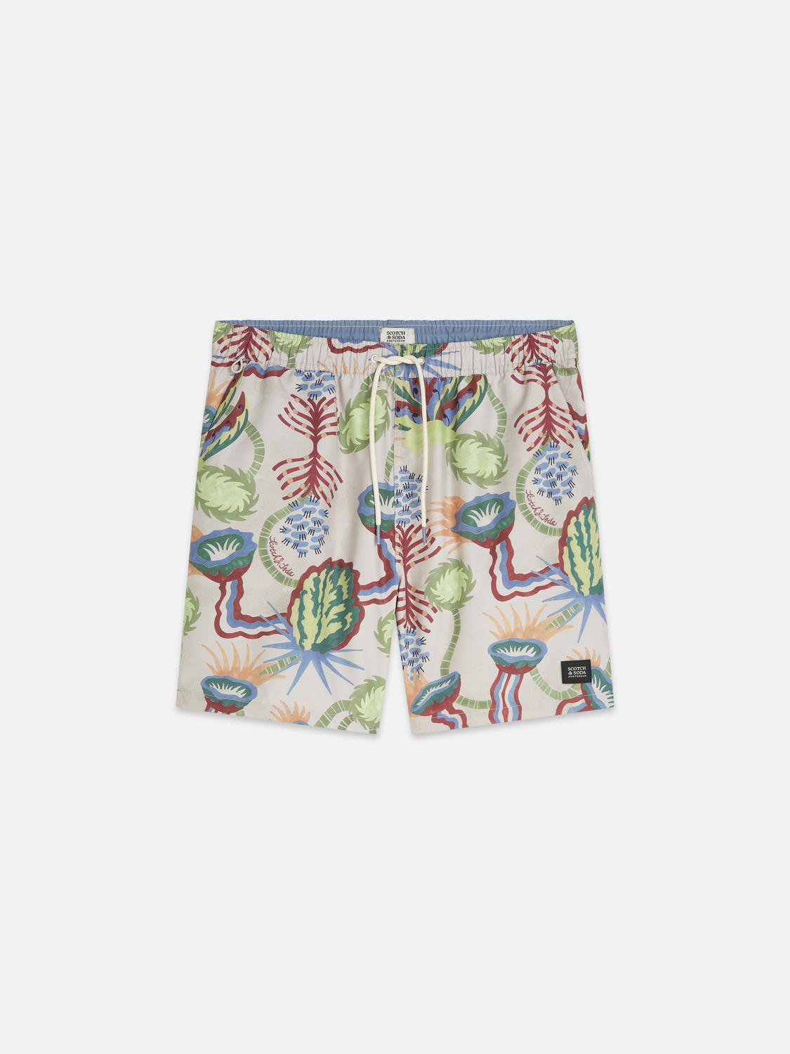Printed mid-length swim shorts