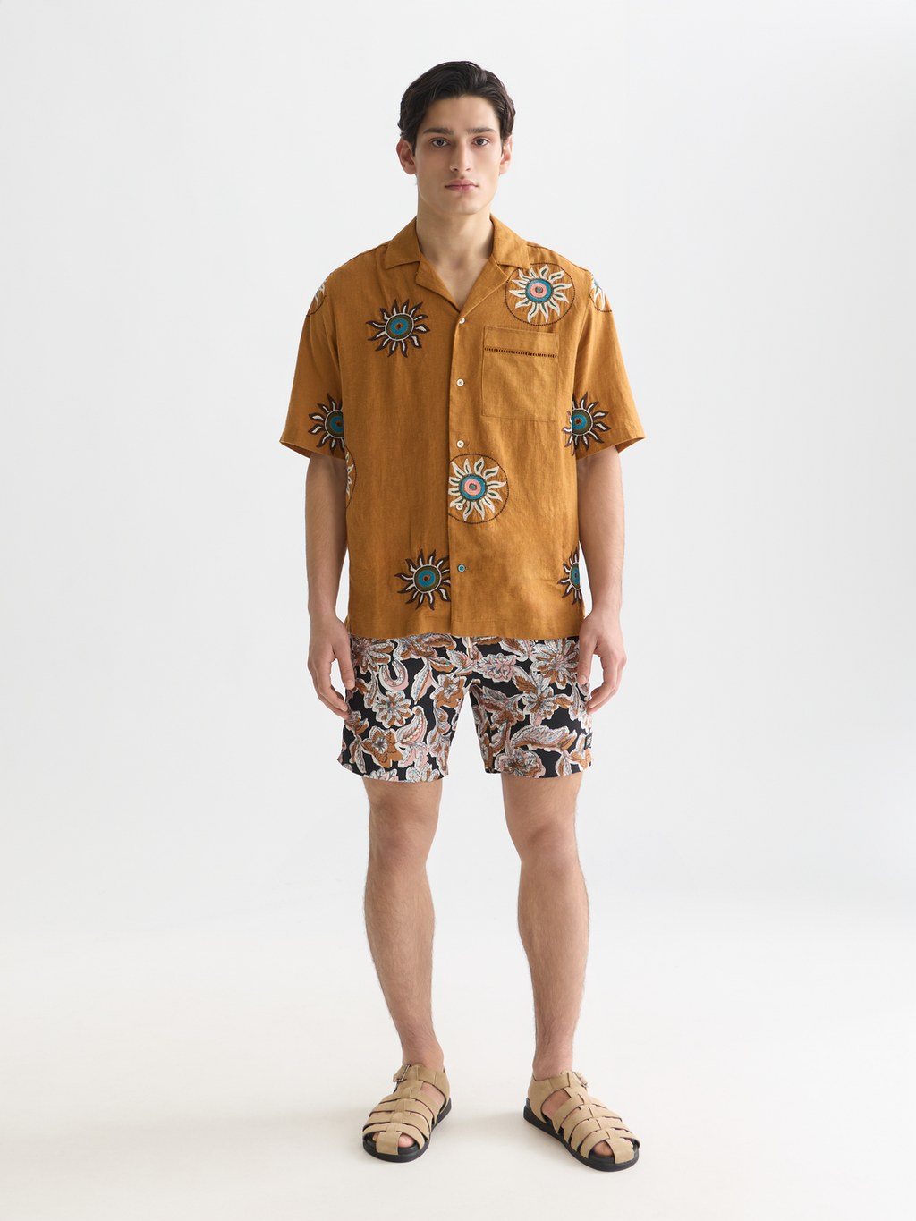 Printed midlength swim shorts