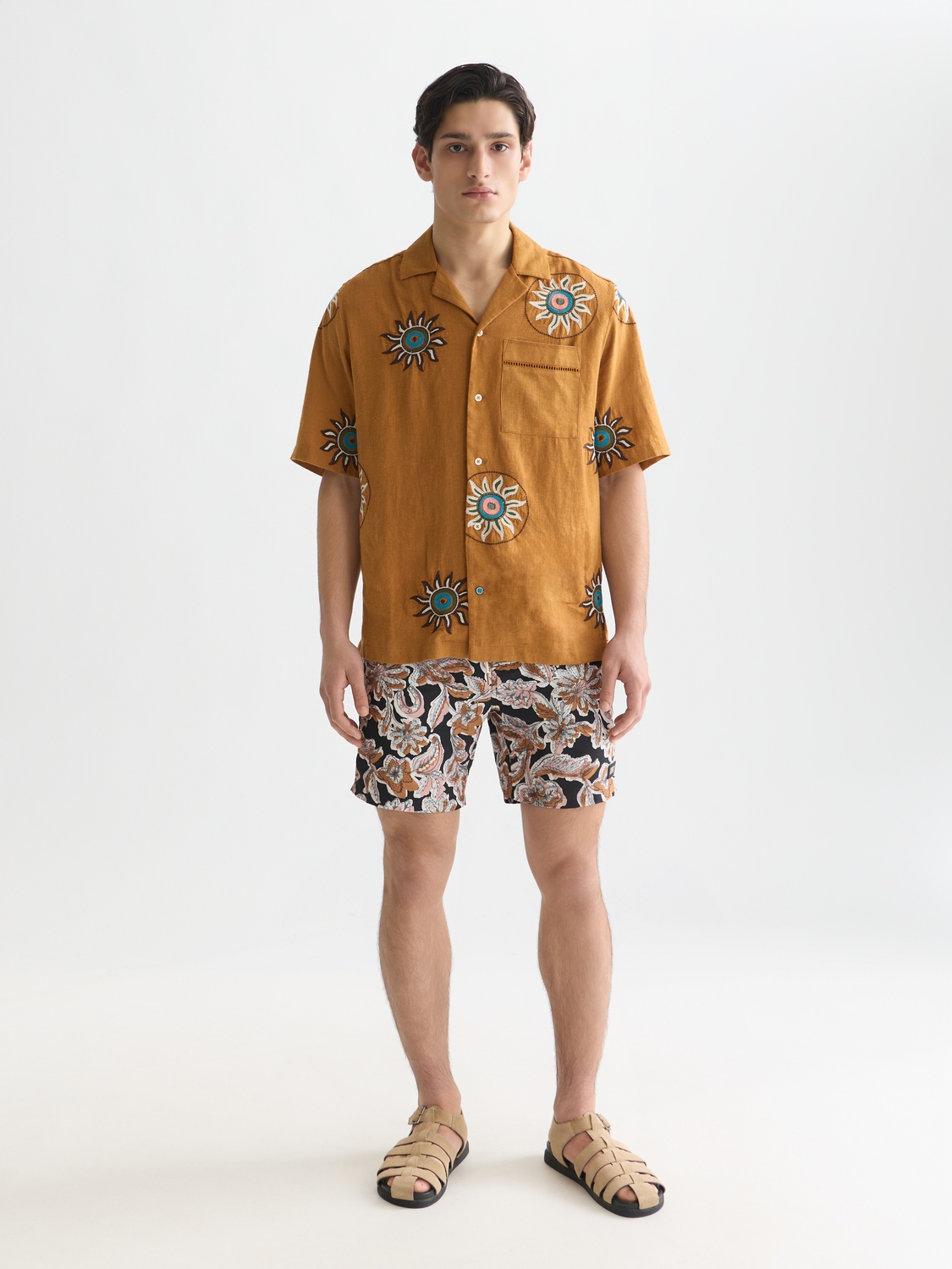 Printed midlength swim shorts
