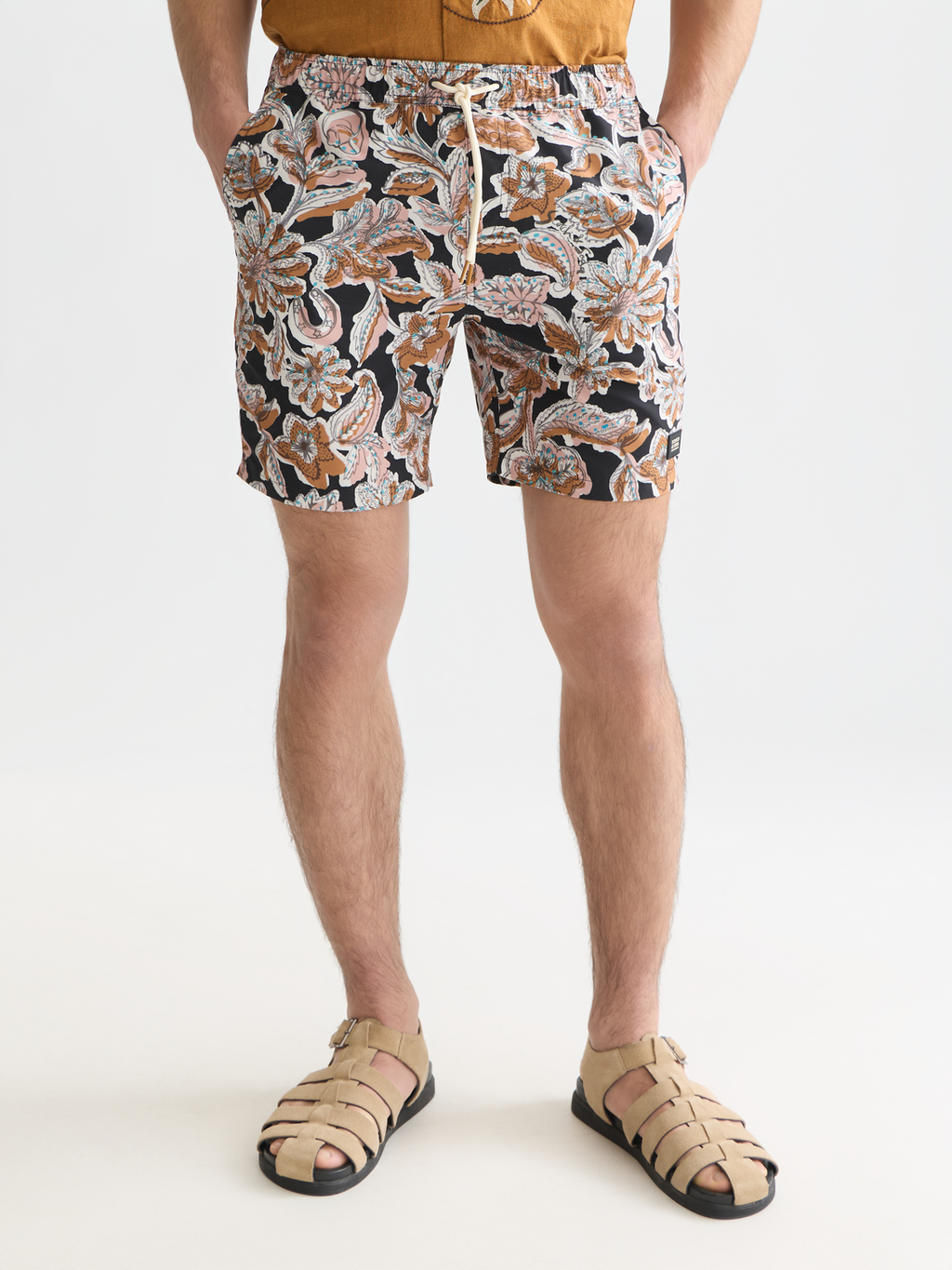 Printed midlength swim shorts