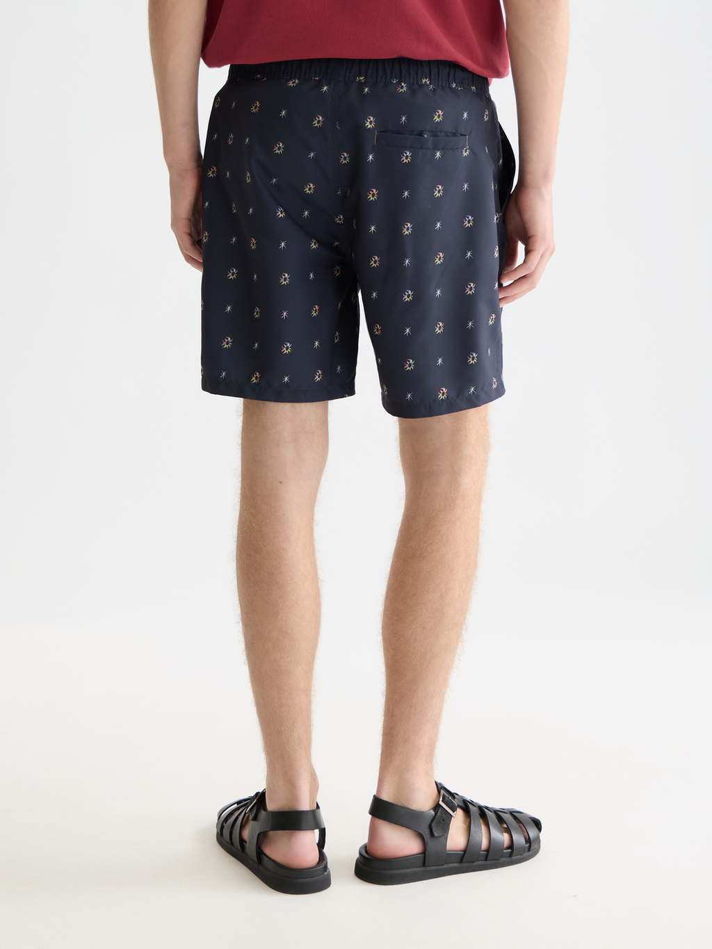 print mid-length swim shorts