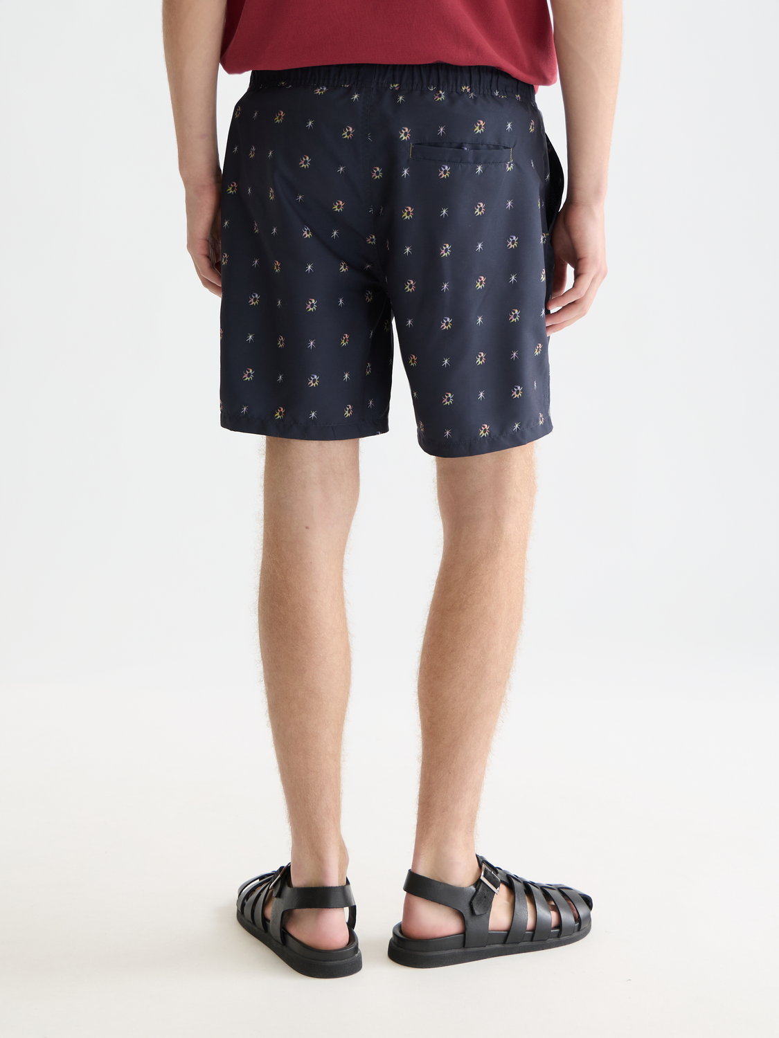 print mid-length swim shorts
