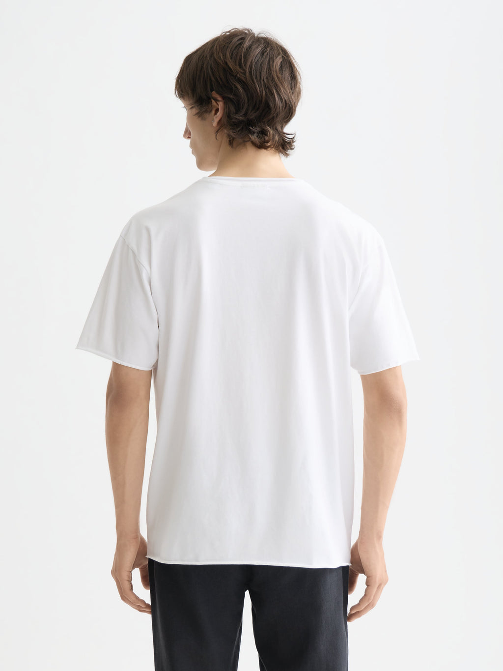 Essentials raw-edged relaxed-fit T-shirt - BRIGHT WHITE