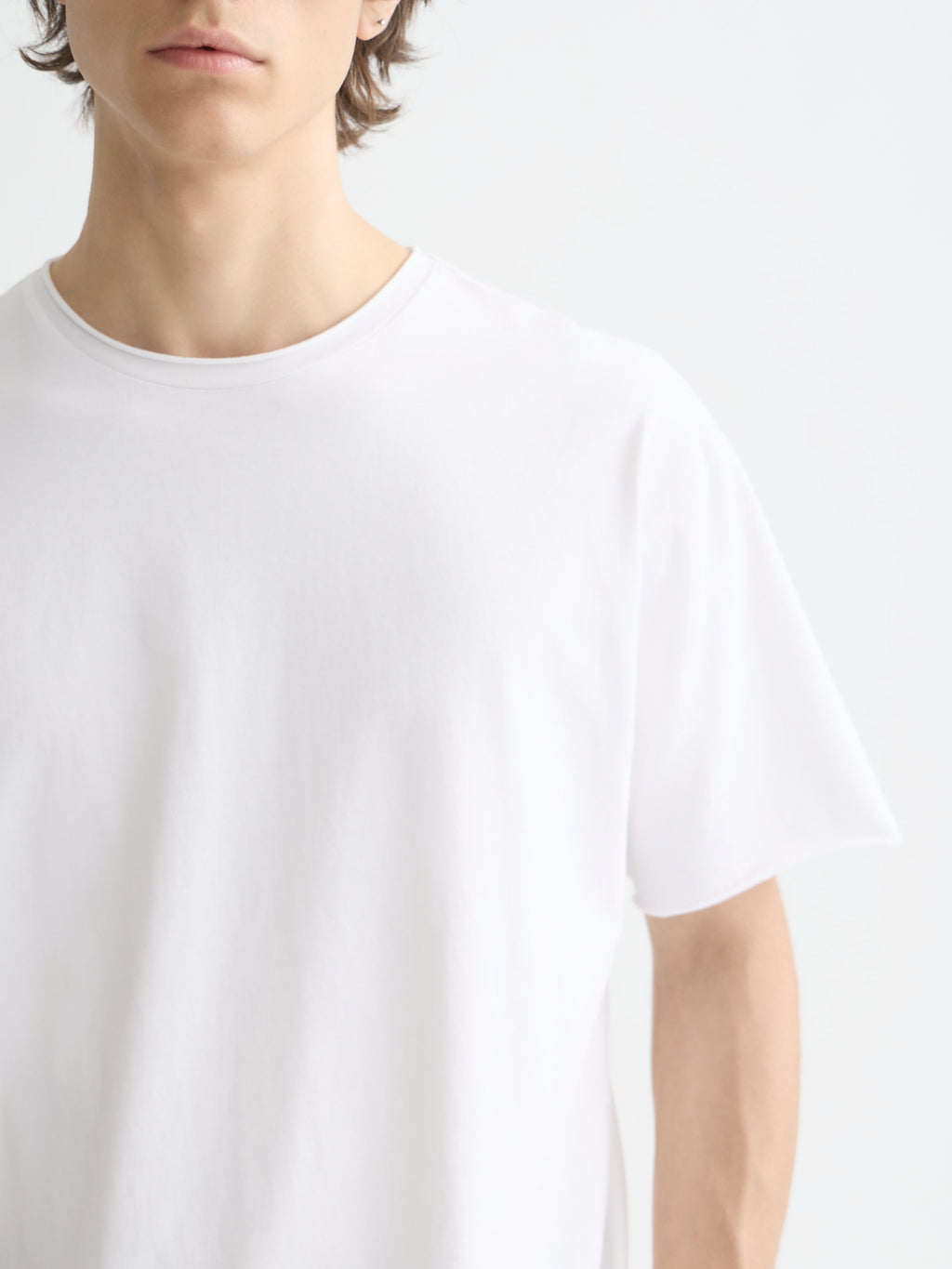 Essentials raw-edged relaxed-fit T-shirt - BRIGHT WHITE