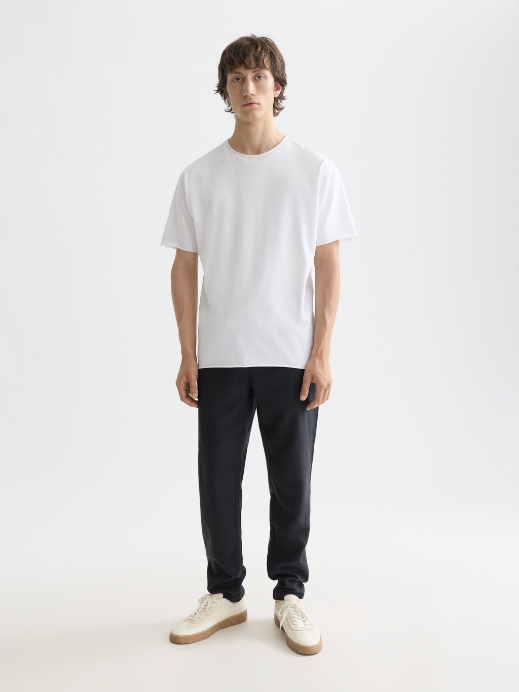 Essentials raw-edged relaxed-fit T-shirt - BRIGHT WHITE