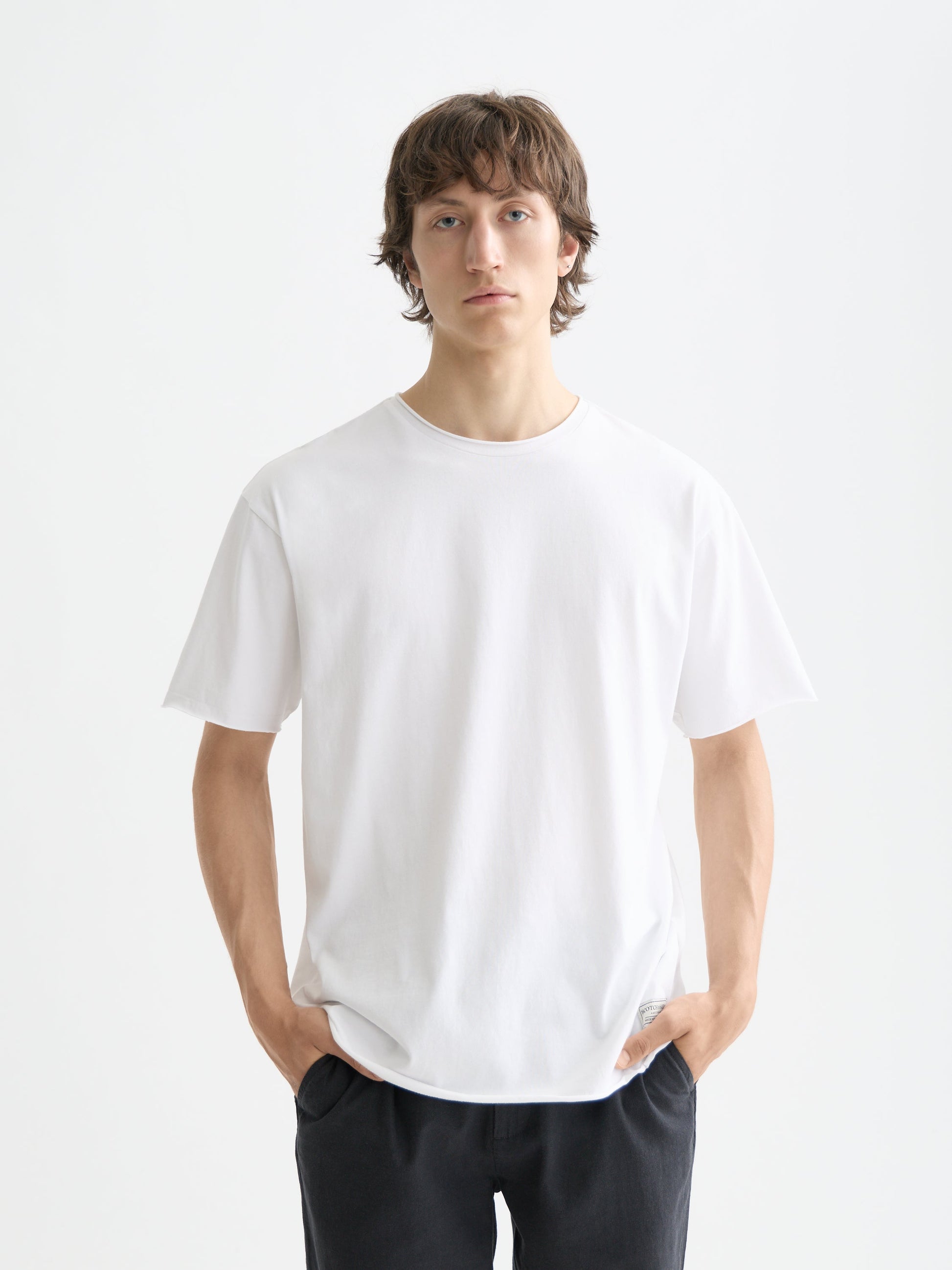 Essentials raw-edged relaxed-fit T-shirt - BRIGHT WHITE