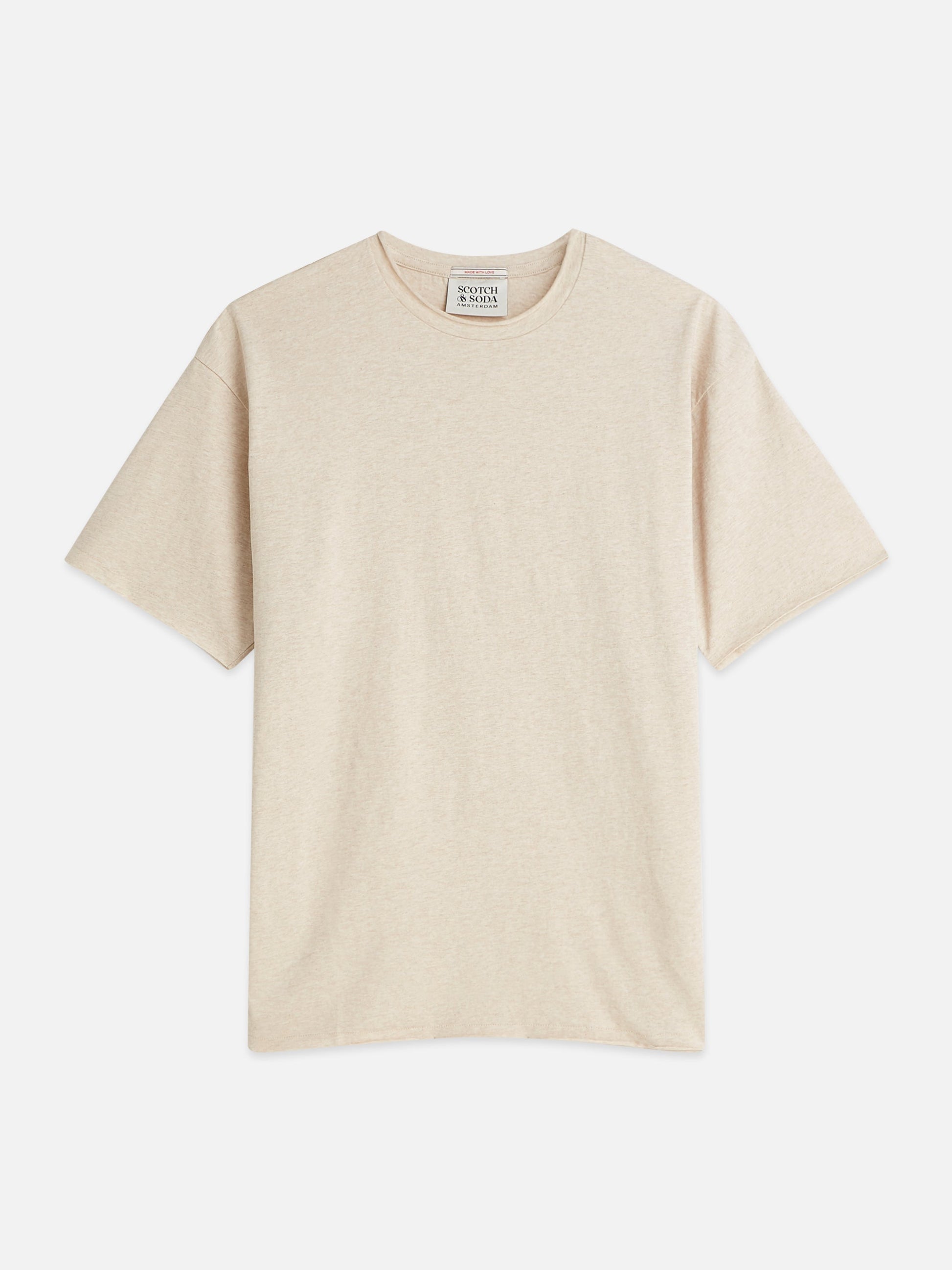 Essentials raw-edged relaxed-fit T-shirt - OATMEAL MELANGE