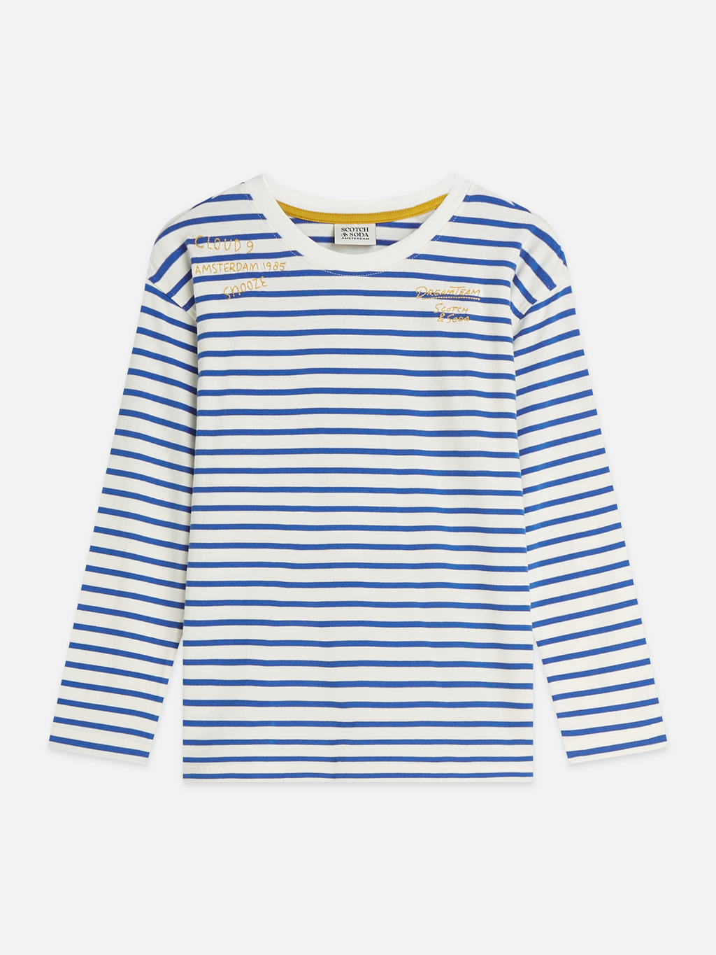 Boys Striped Cotton Embroidered Relaxed T-Shirt