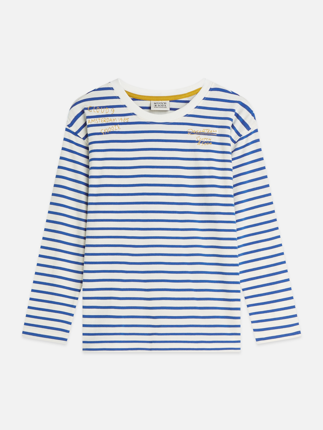 Boys Striped Cotton Embroidered Relaxed T-Shirt