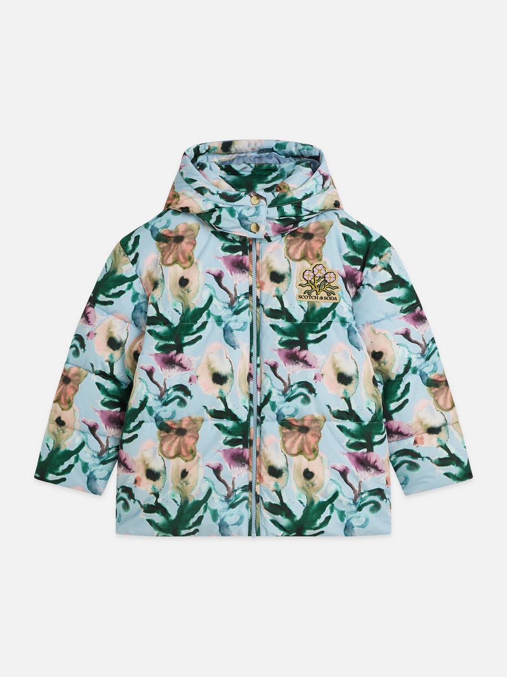 Girls Printed Quilted Puffer Jacket