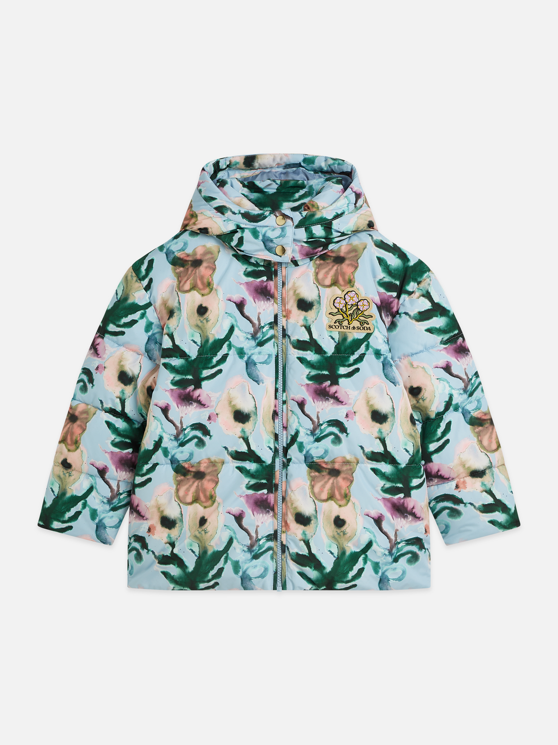Girls Printed Quilted Puffer Jacket