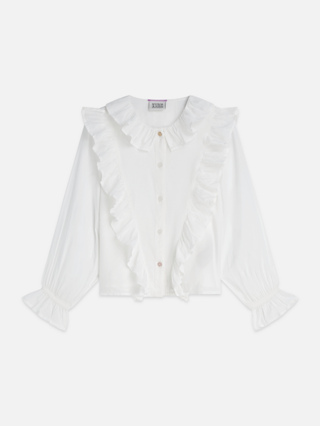 Girls Ruched Gold-Button Modal Shirt