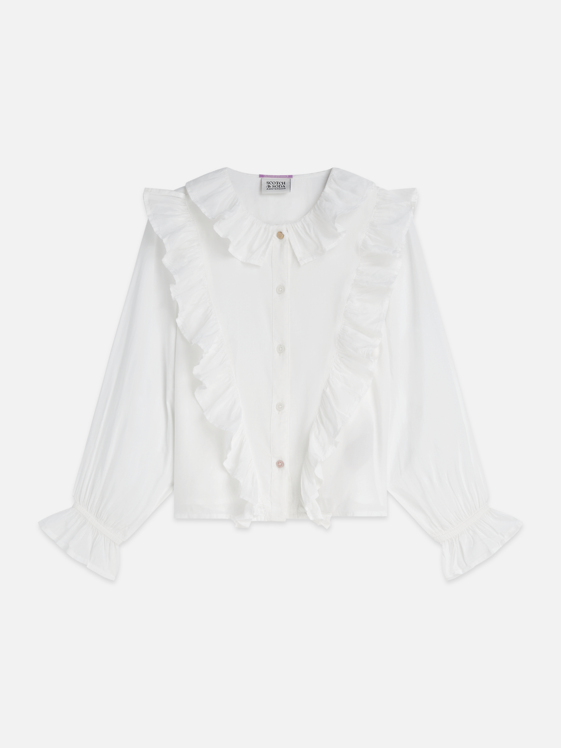 Girls Ruched Gold-Button Modal Shirt