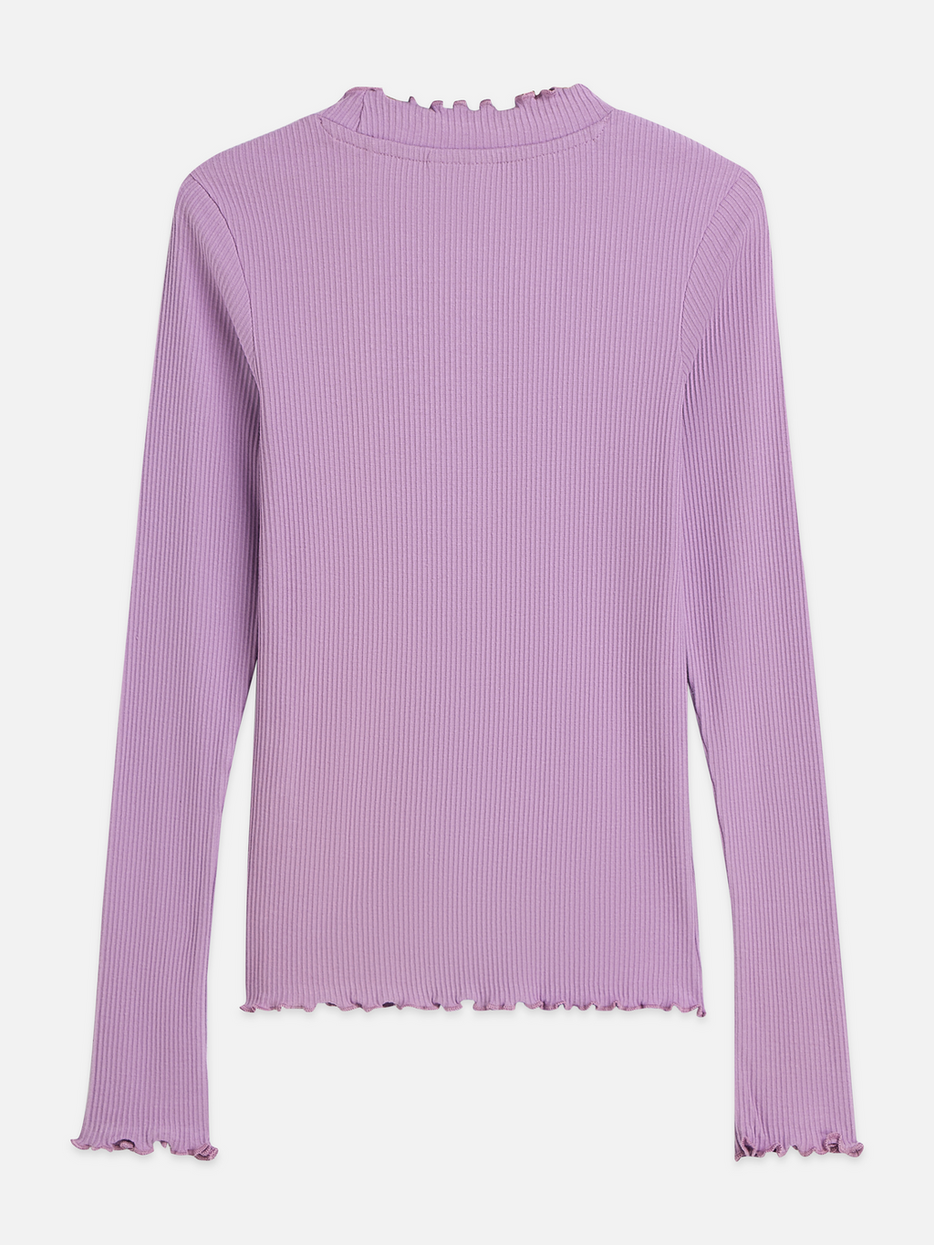 Girls Ribbed Organic Stretch Cotton Slim Long-Sleeve T-Shirt