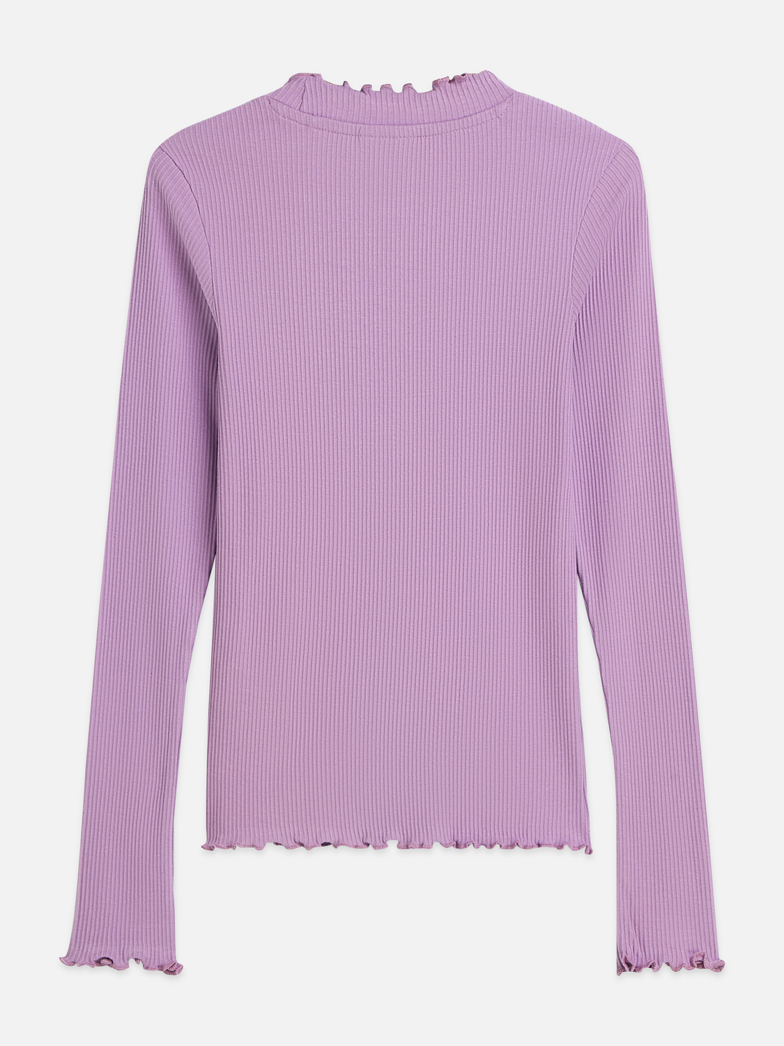Girls Ribbed Organic Stretch Cotton Slim Long-Sleeve T-Shirt