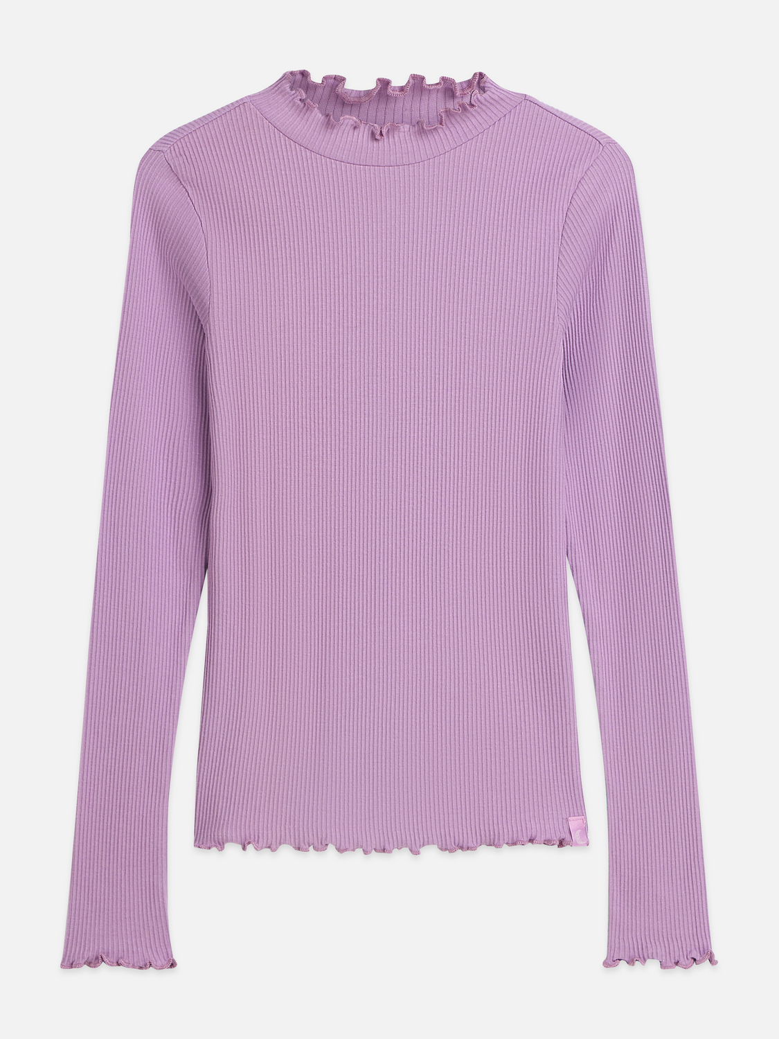Girls Ribbed Organic Stretch Cotton Slim Long-Sleeve T-Shirt