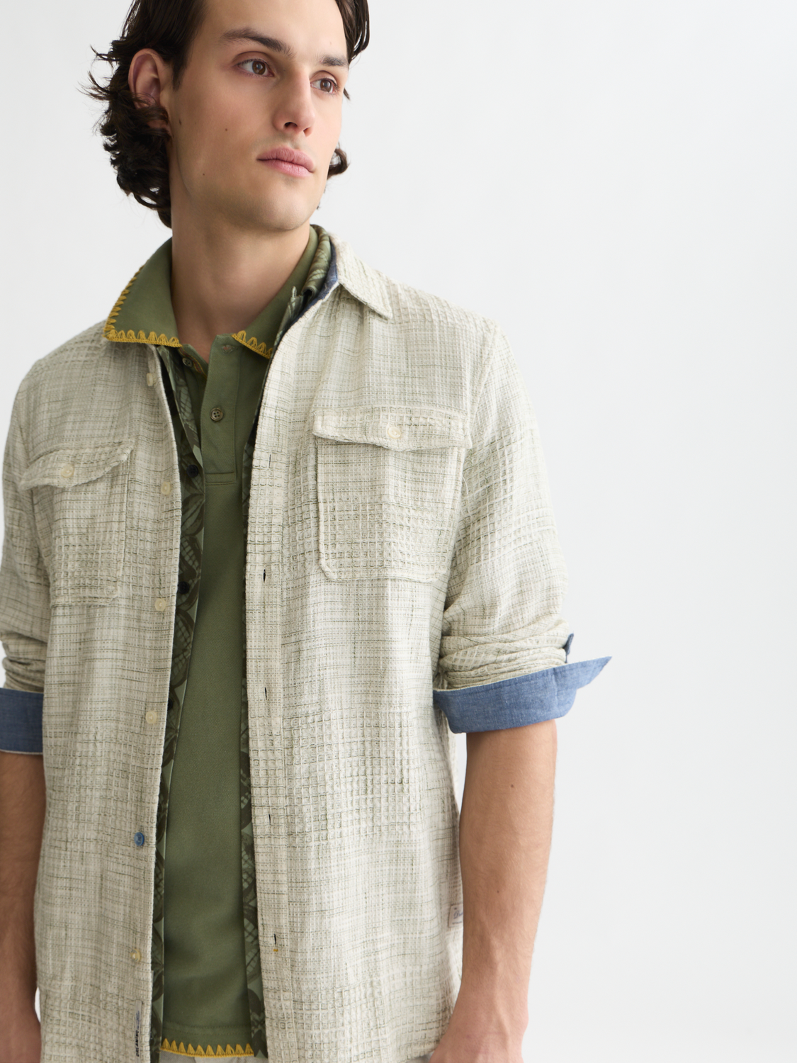 Melange waffle shirt