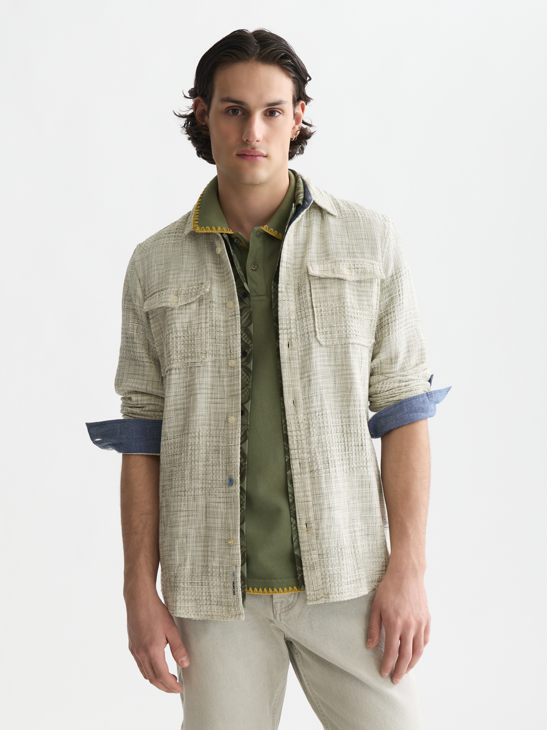 Melange waffle shirt