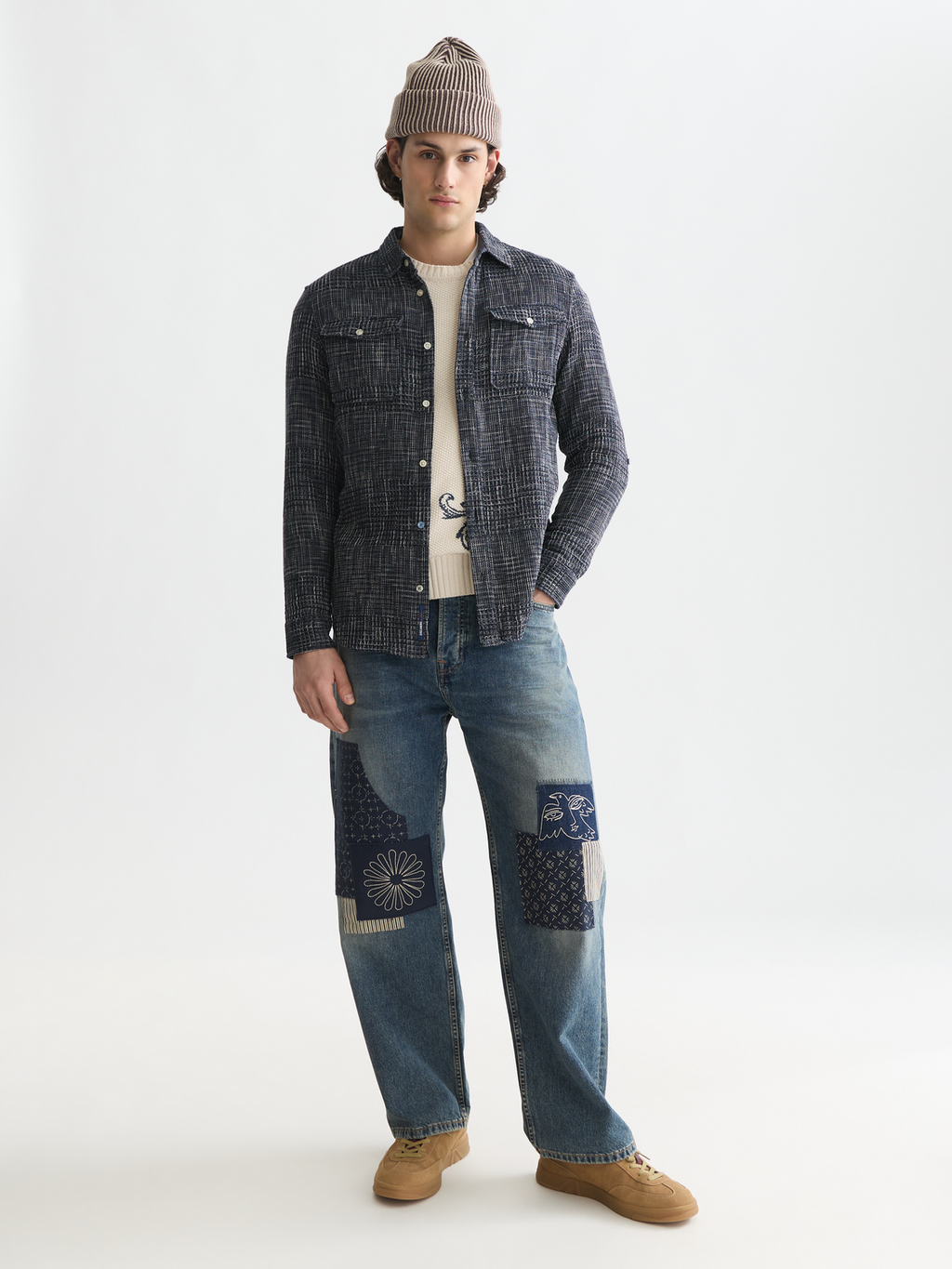 Melange waffle regular-fit shirt