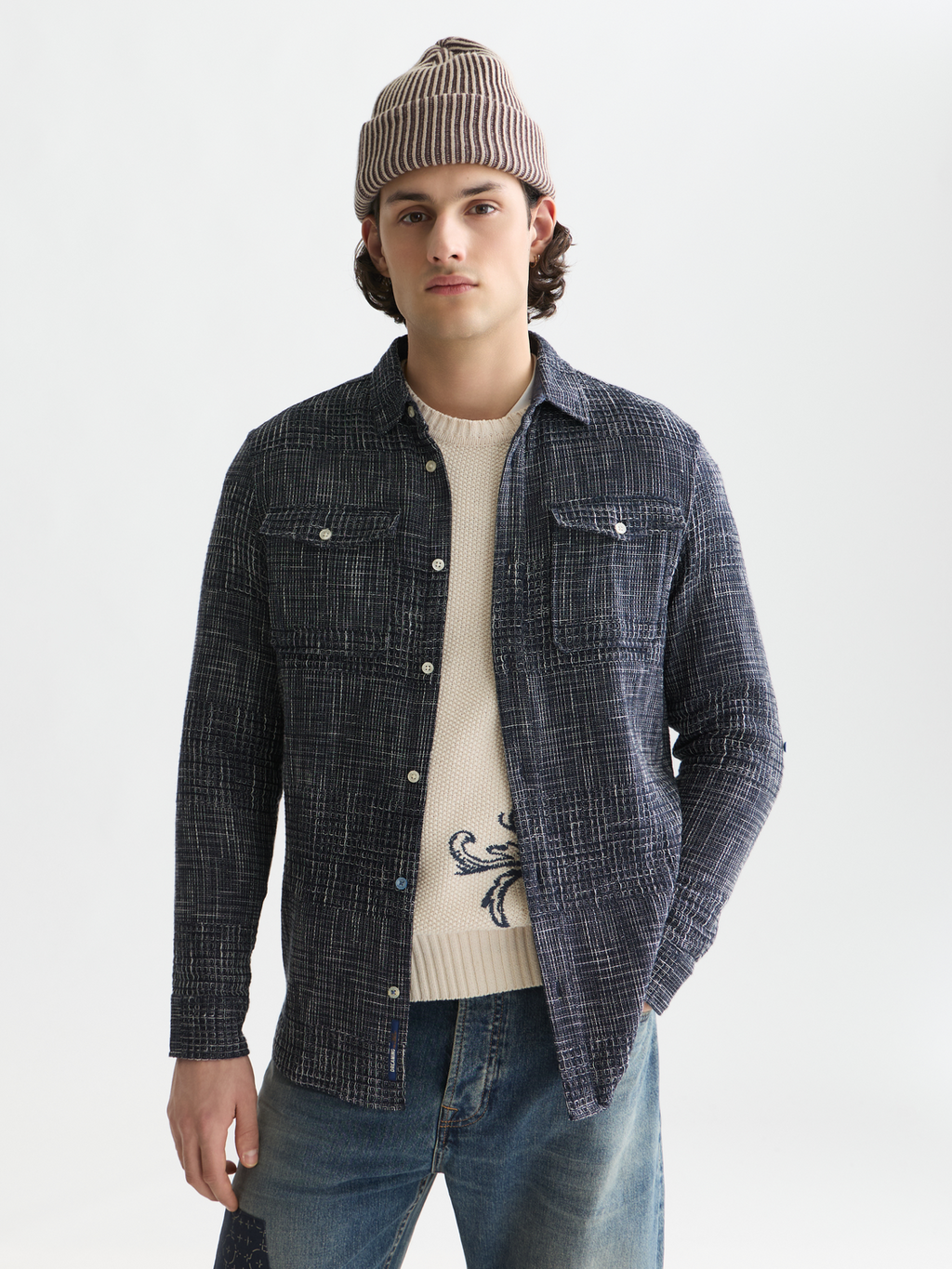 Melange waffle regular-fit shirt