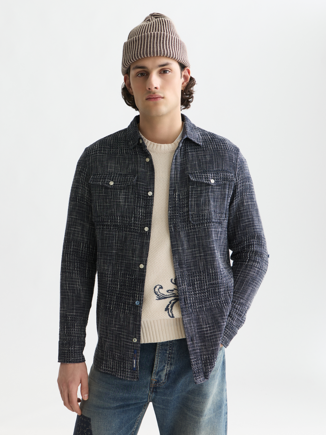 Melange waffle regular-fit shirt