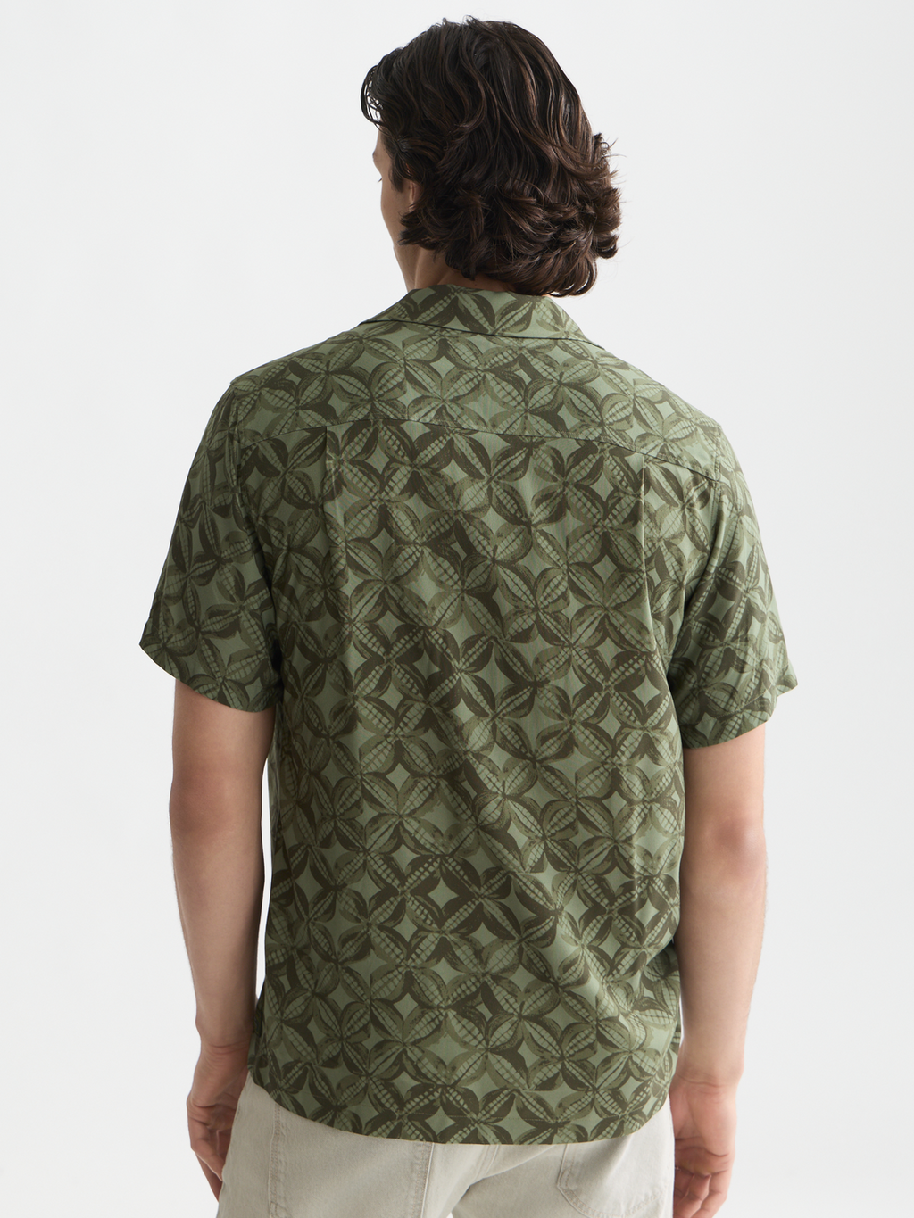 Printed viscose regular-fit short-sleeved shirt