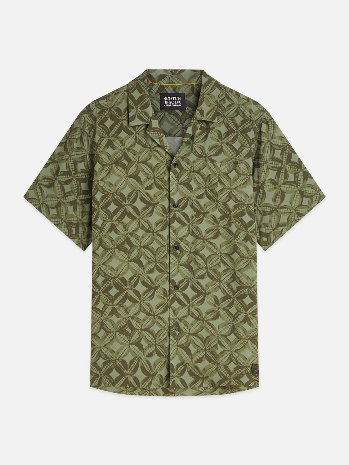 Printed viscose regular-fit short-sleeved shirt