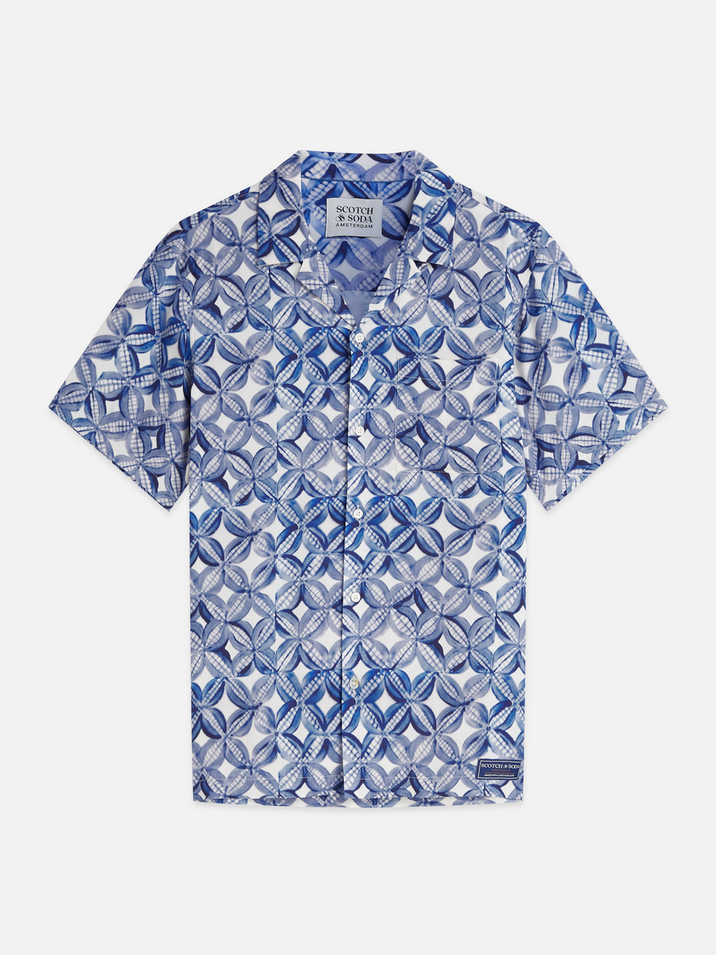 Printed viscose regular-fit short-sleeved shirt