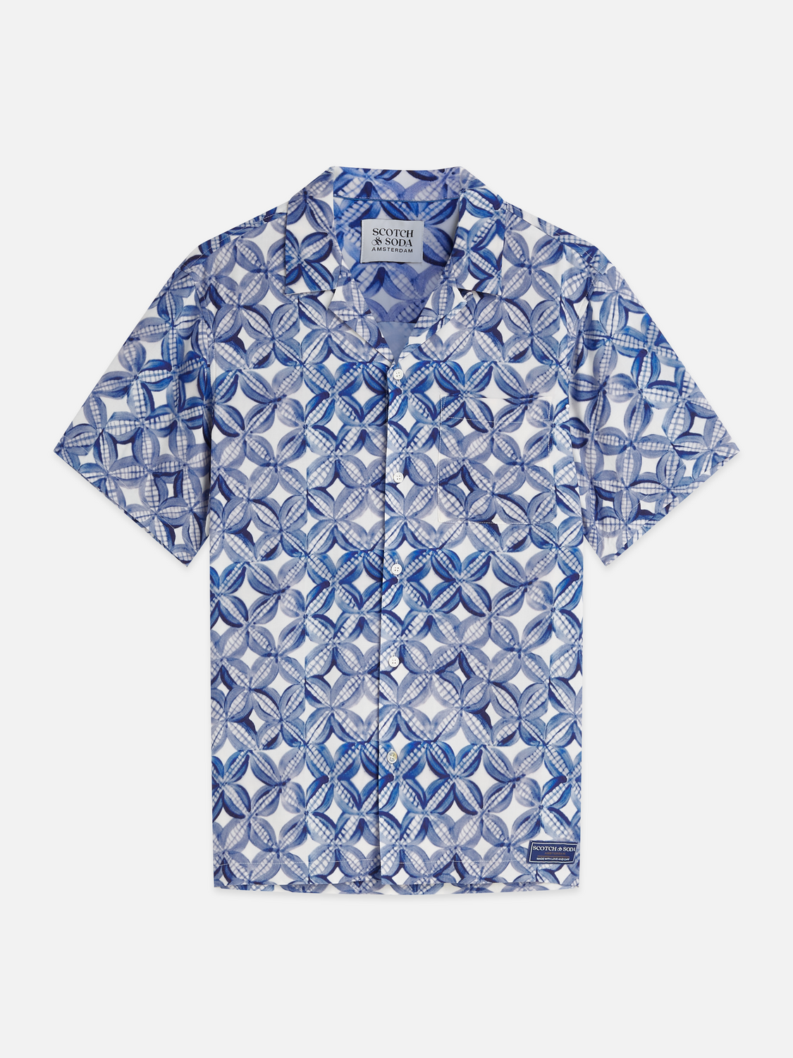Printed viscose regular-fit short-sleeved shirt