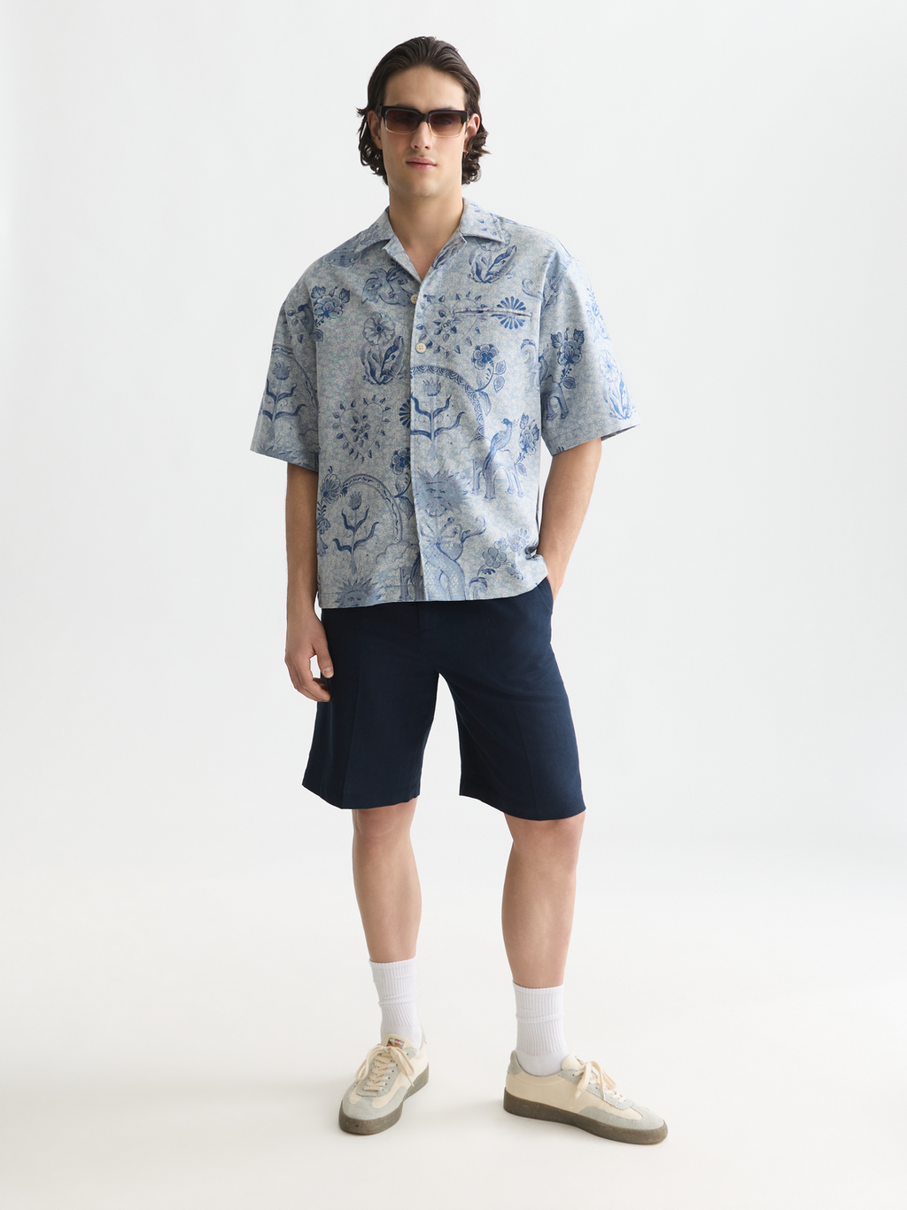 Scotch & Soda x Royal Delft Jacquard Loose Short-Sleeved Shirt