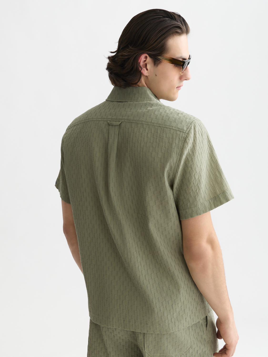 Jacquard seersucker short sleeve shirt