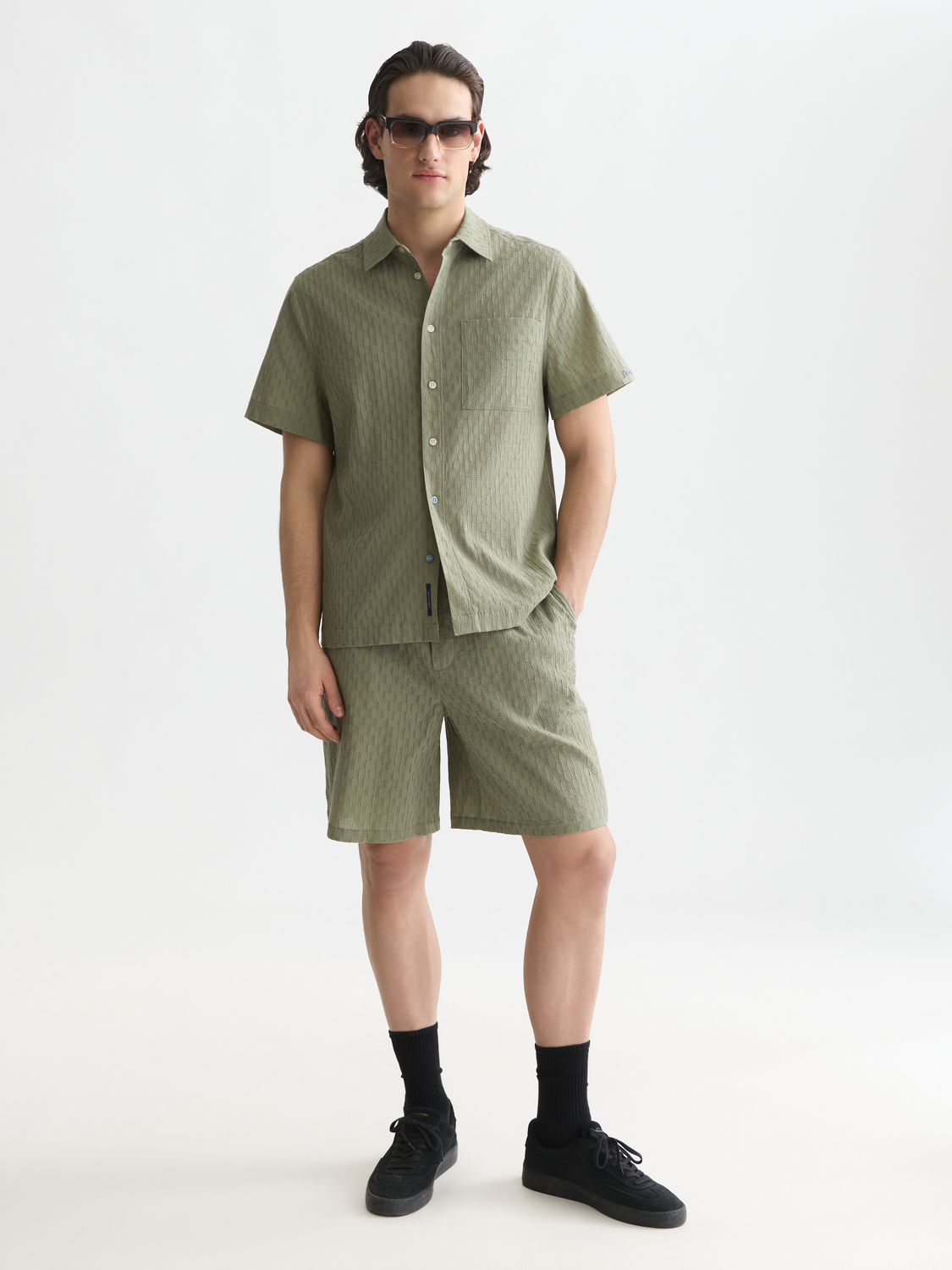 Jacquard seersucker short sleeve shirt
