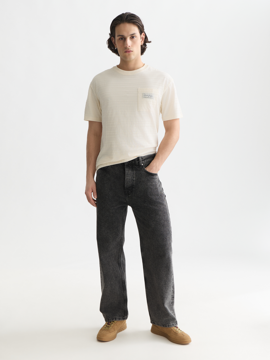 Textured jacquard relaxed T-shirt