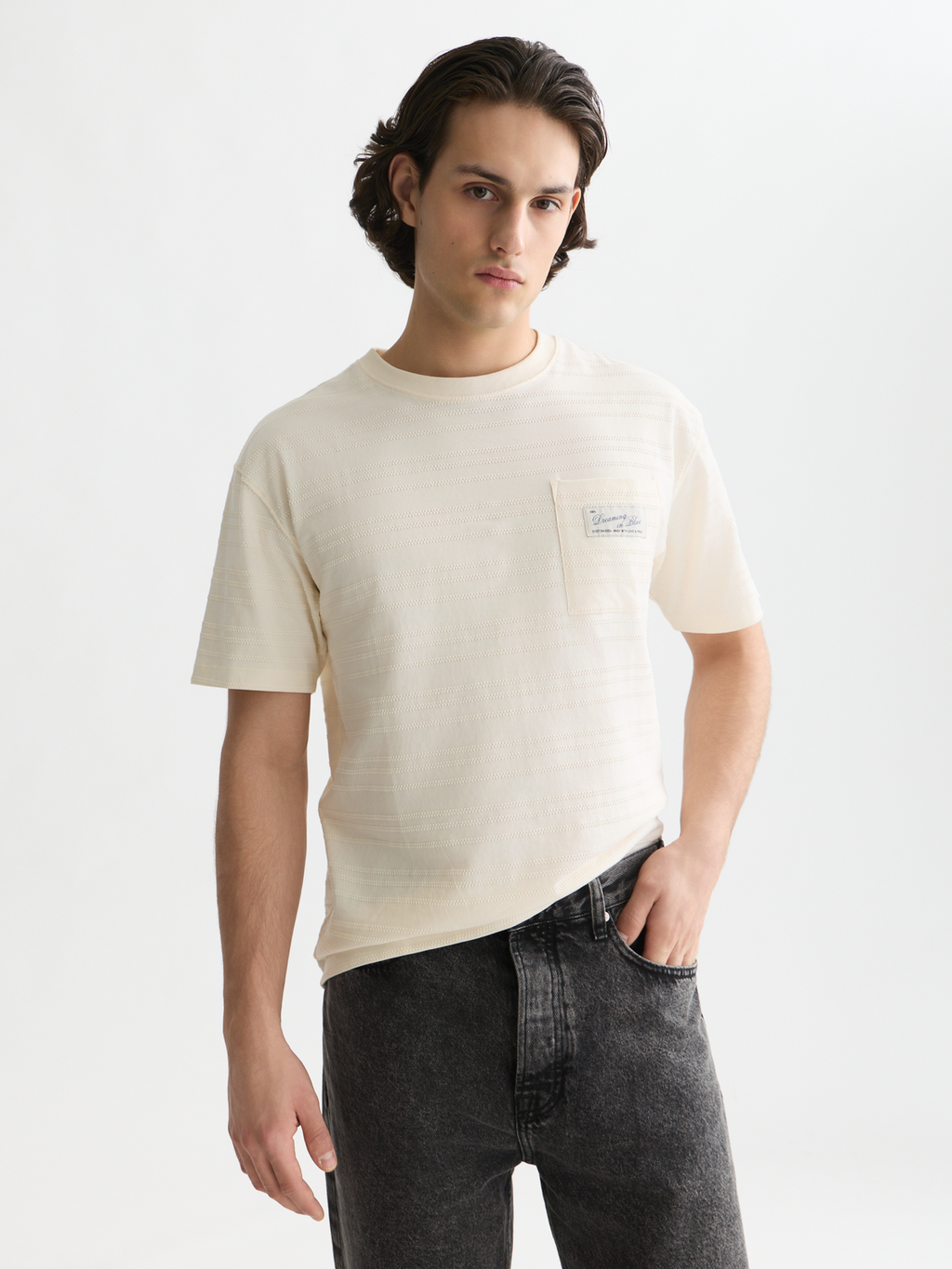 Textured jacquard relaxed T-shirt