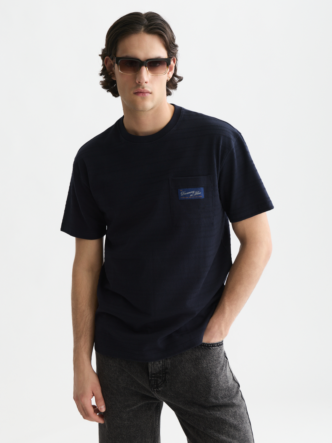 Textured jacquard relaxed-fit T-shirt