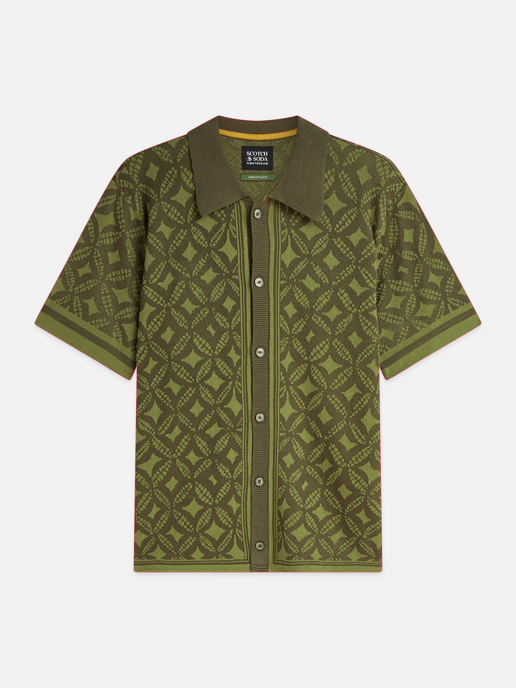 Jacquard knitted short-sleeved shirt