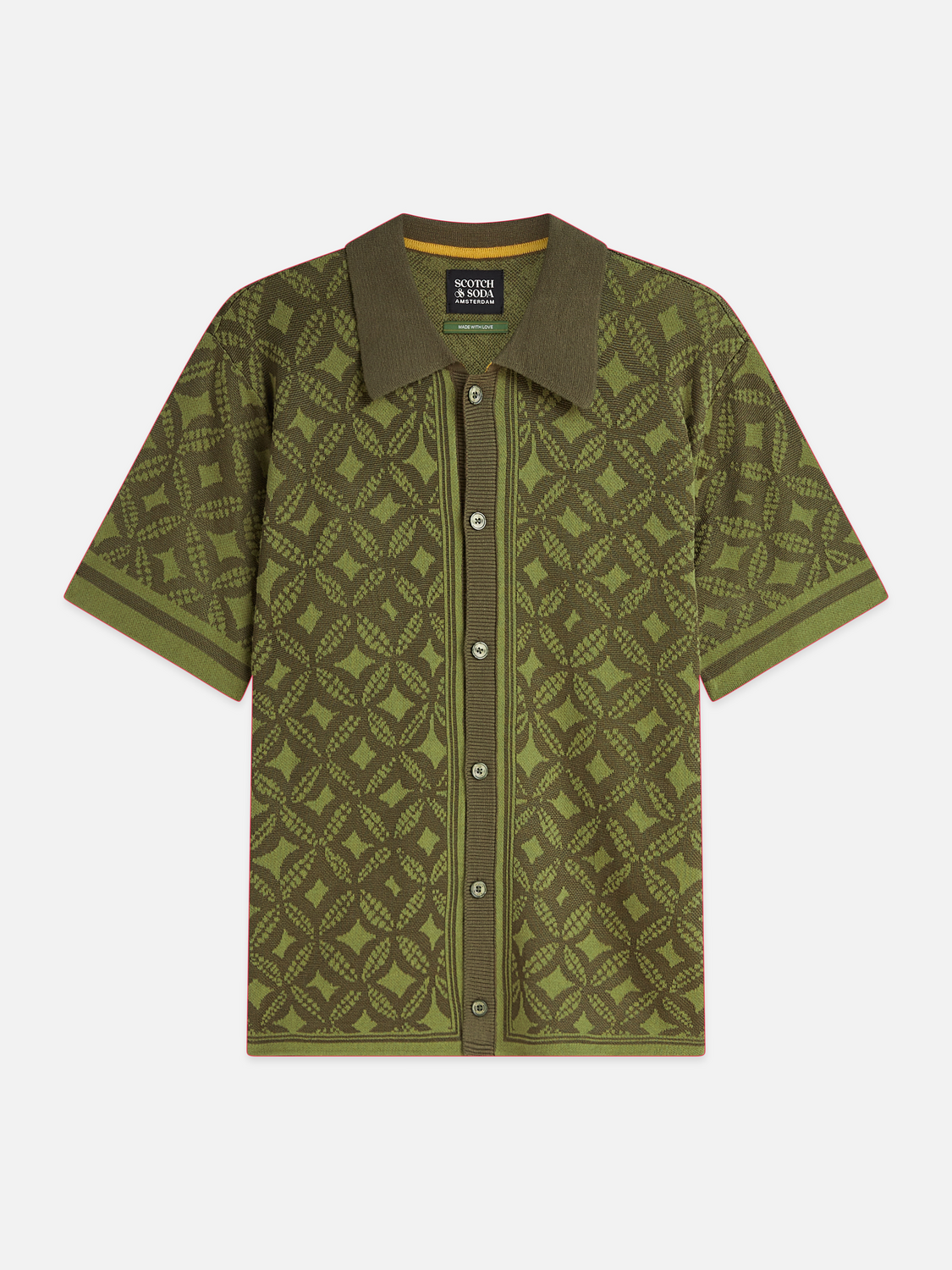 Jacquard knitted short-sleeved shirt