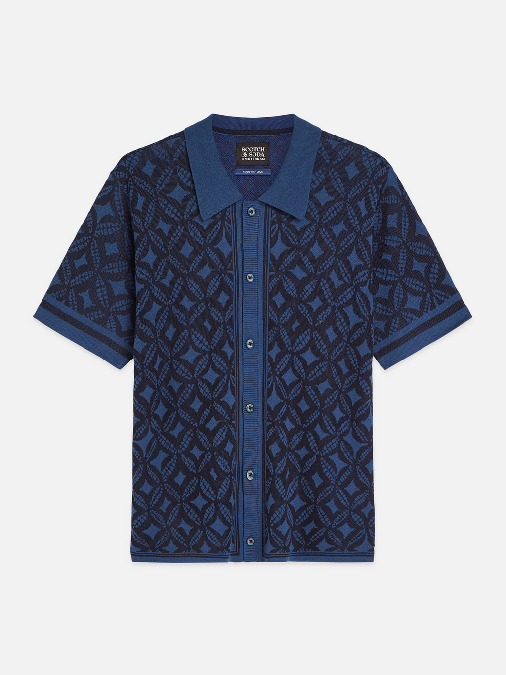 Jacquard knitted short-sleeved shirt