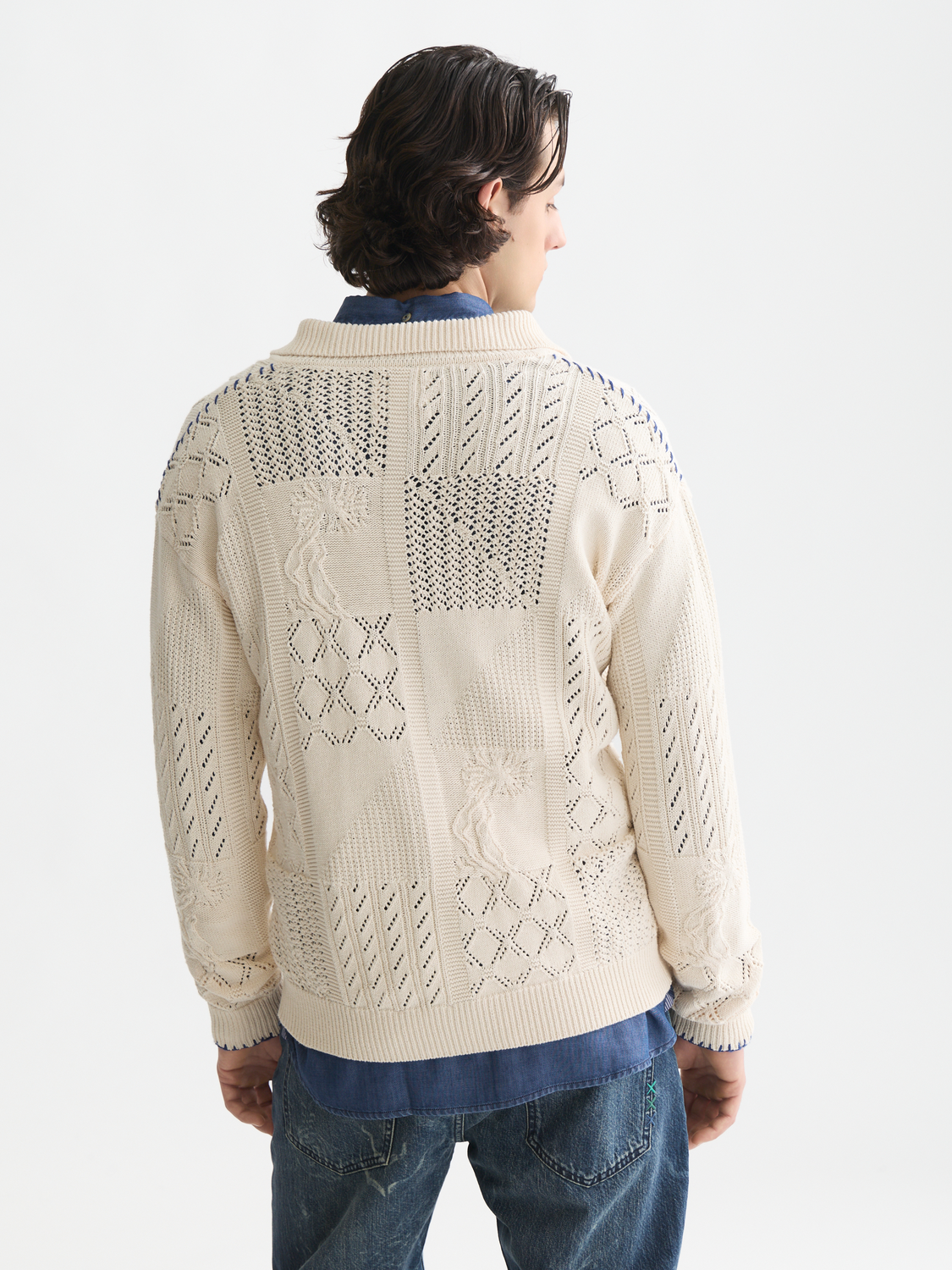Multi stitch knitted cardigan