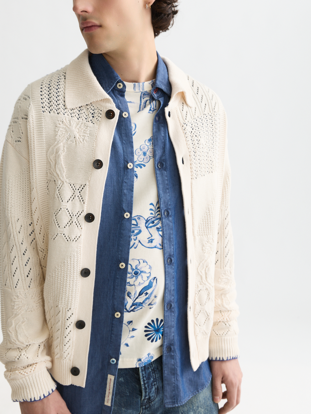 Multi stitch knitted cardigan