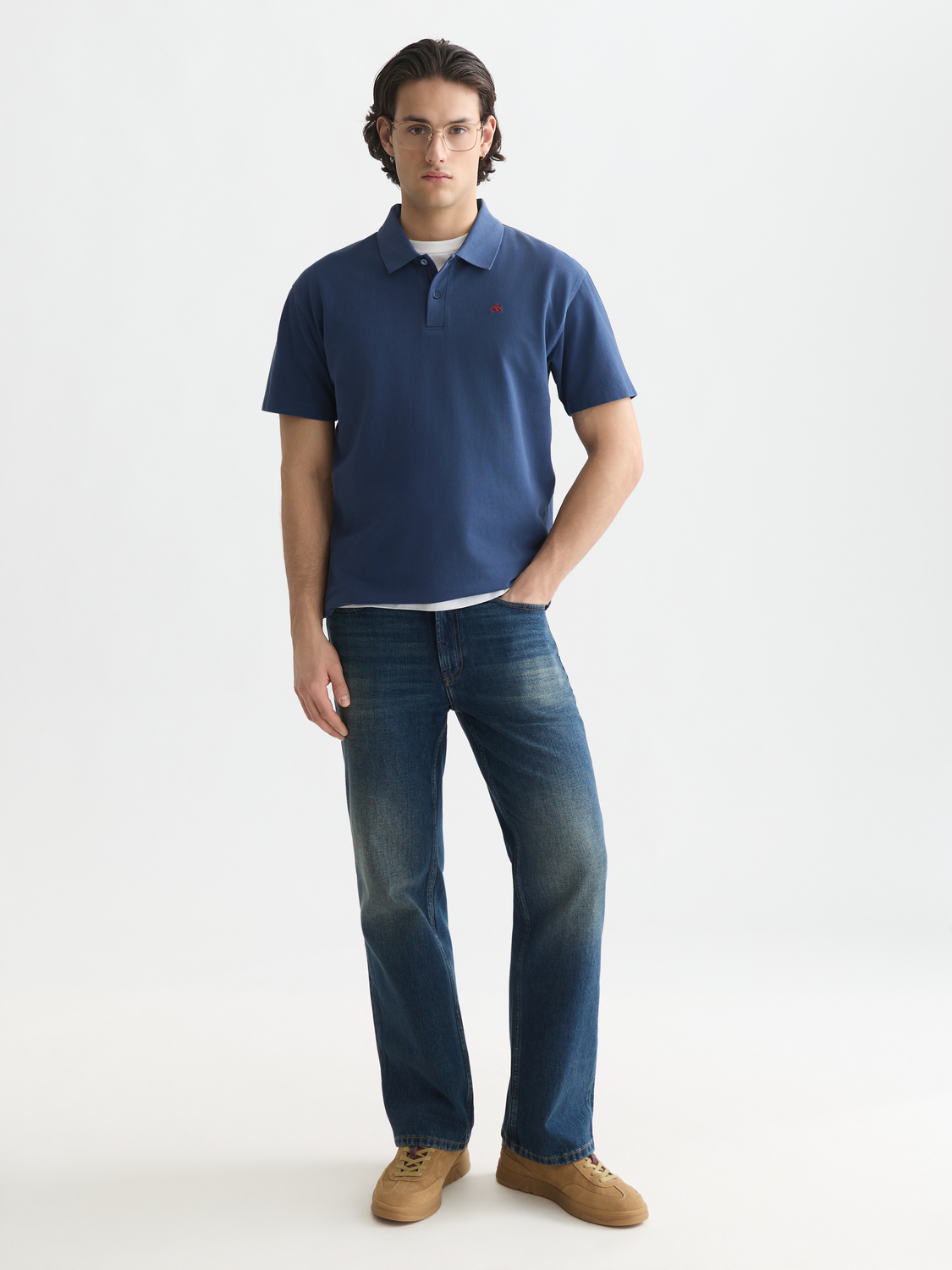 Pique garment dyed relaxed polo