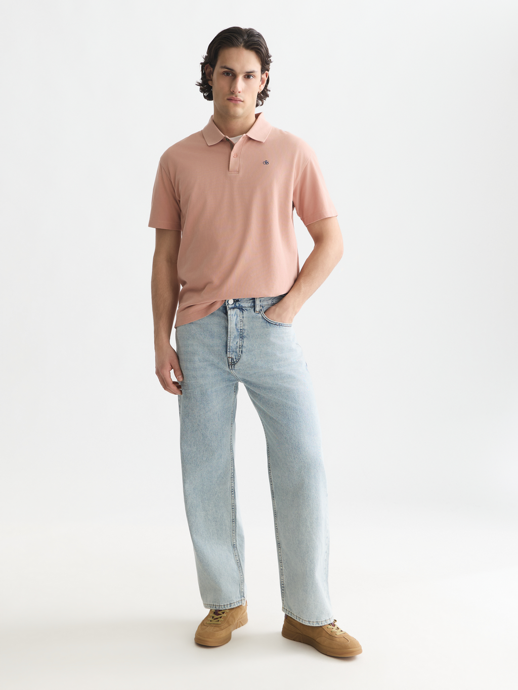 Pique garment dyed relaxed polo