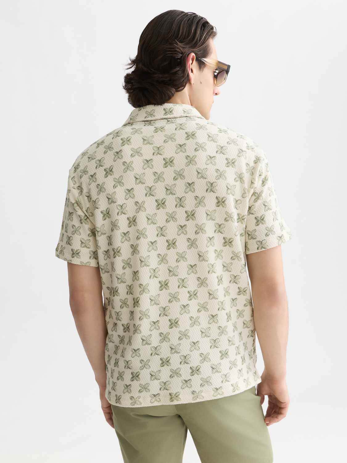 Printed structured relaxed polo