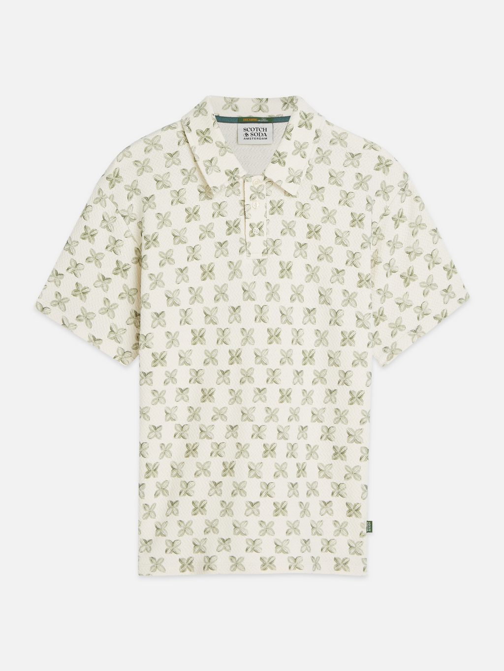 Printed structured relaxed polo