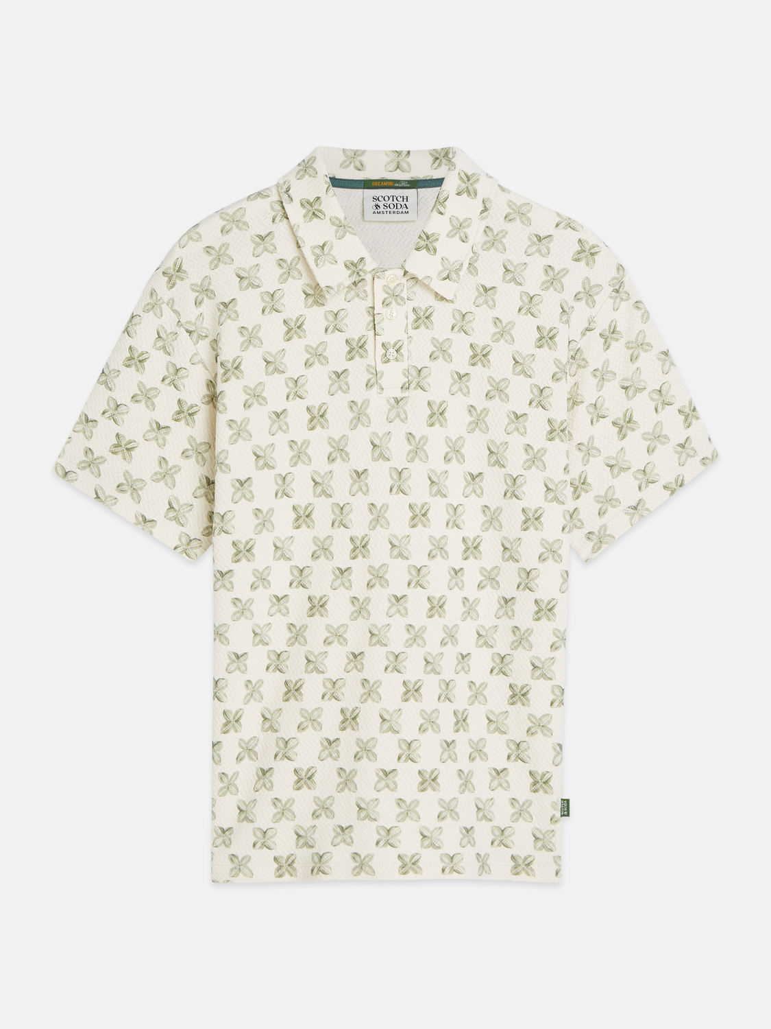 Printed structured relaxed polo