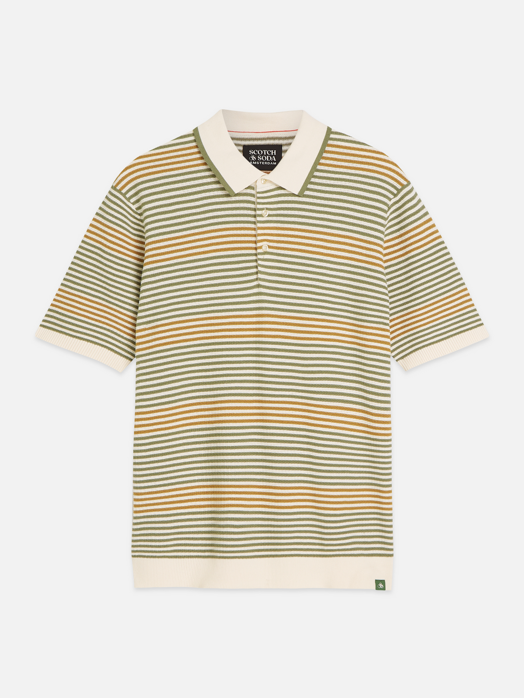 Striped structured knitted polo