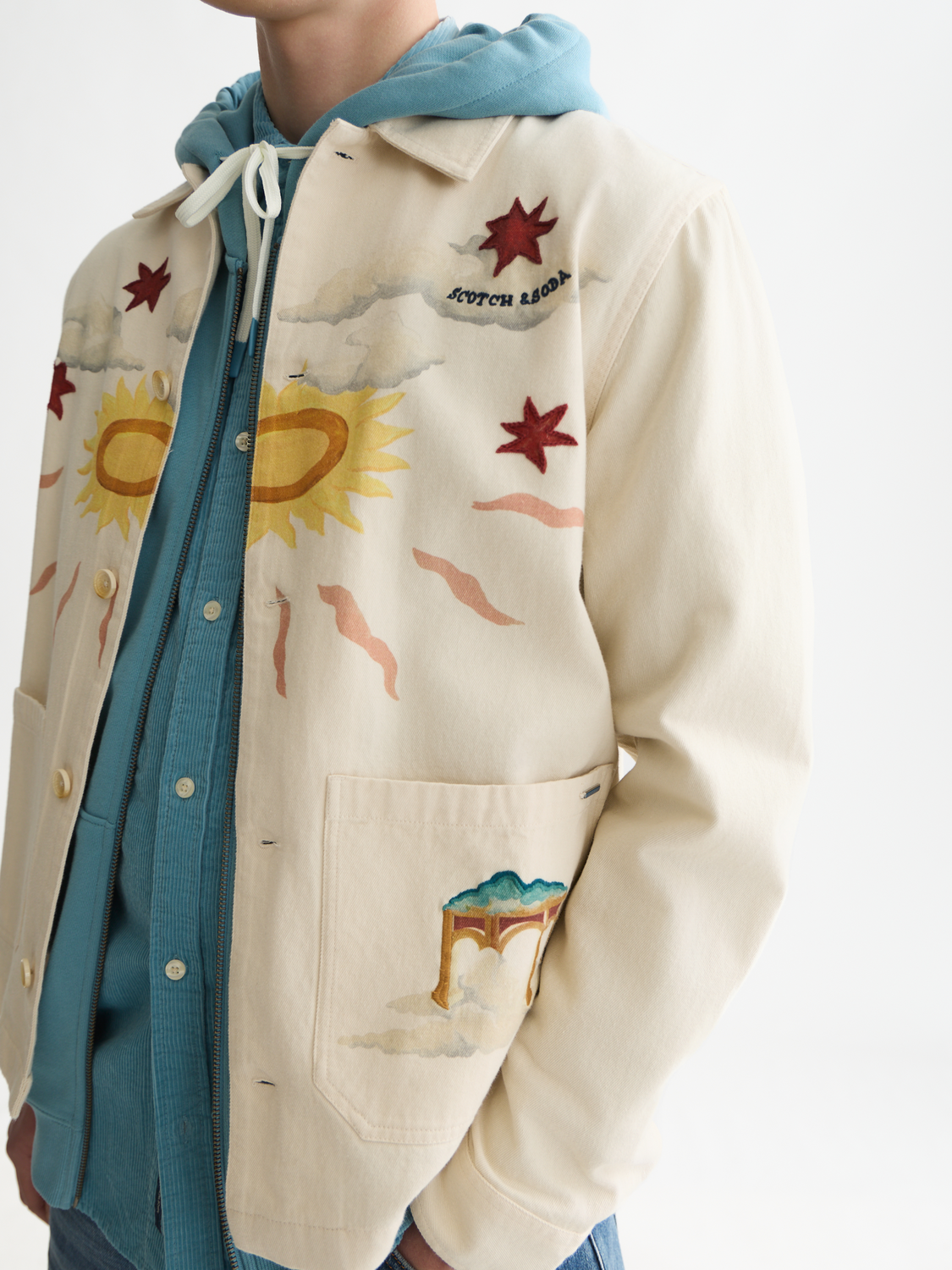 Printed Cotton Twill Relaxed Overshirt
