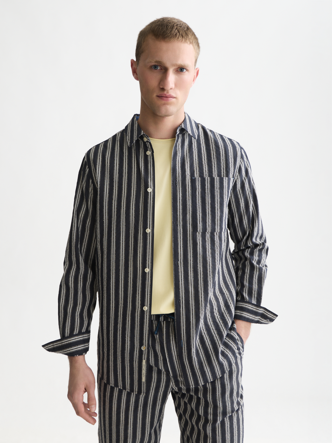 Textured striped shirt