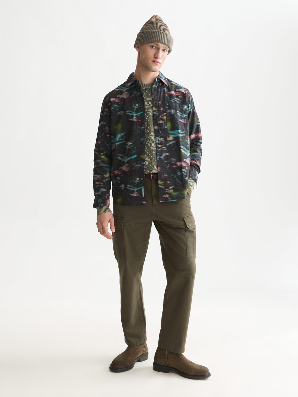Embroidered Printed Cotton Relaxed Shirt